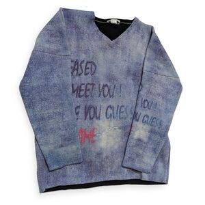 Printed Artworks 100% Cashmere Sweater The Rolling Stones Lyrics Artsy Funky